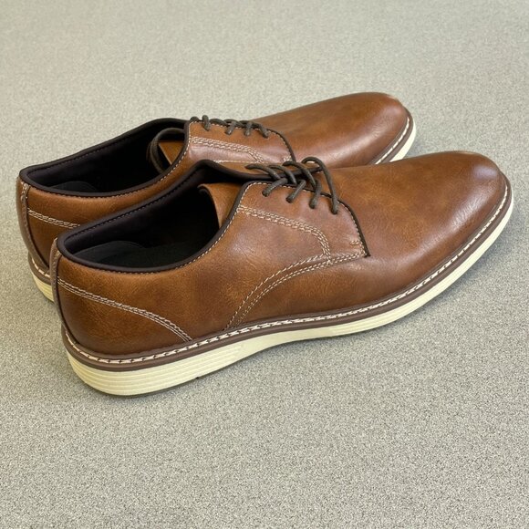 NEW Steve Madden Mens P-Jansen Cognac Casual Oxford Shoes Size 10.5 - Picture 1 of 8